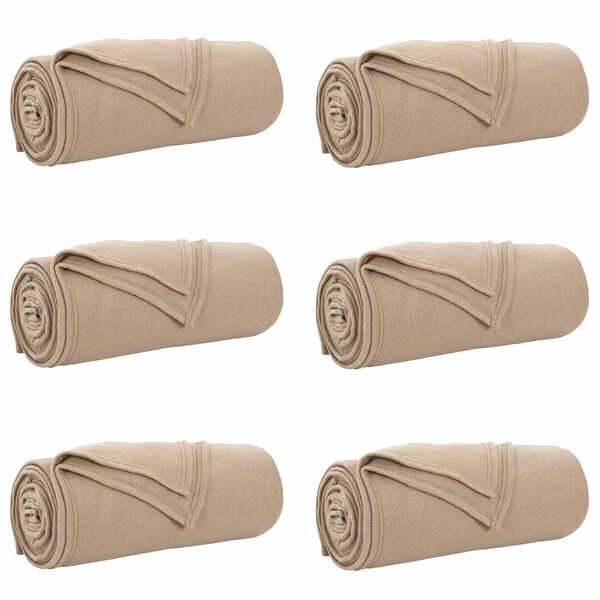 vidaXL Kastet&aelig;pper 6 pcs Camel 170 x 130 cm Fleece