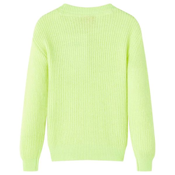 Sweater til b&oslash;rn str. 128 strikket neongul
