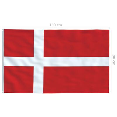 vidaXL Danmark flag og flagstang 4 m aluminium