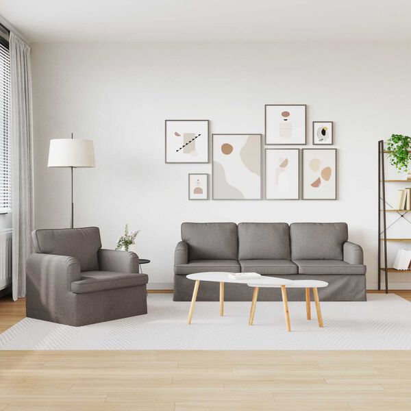 vidaXL Sofa 2 pcs Gr&aring;brun 144 x 80 x 85 cm Stof