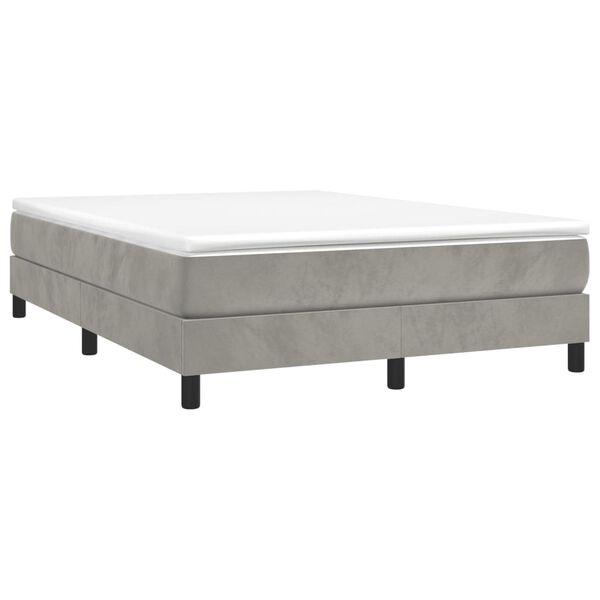 vidaXL Boxspring sengeramme Lysegrå 140x200 cm Fløjl