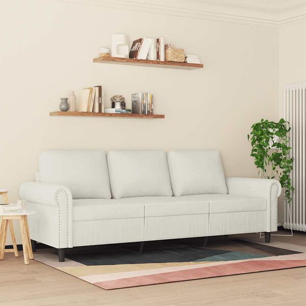 vidaXL 3-personers sofa 180 cm fl&oslash;jl cremefarvet