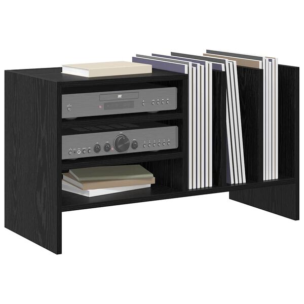 vidaXL Pladeskab med hylde Sort eg 78,5 x 35 x 45 cm Konstrueret træ