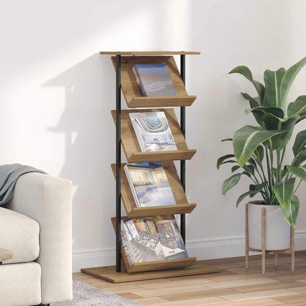 vidaXL Magasin Rack Artisan Egetr&aelig; 68 x 40 x 123.5 cm Konstrueret tr&aelig;