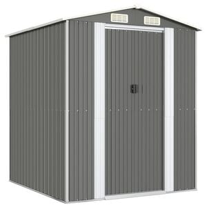 vidaXL haveskur 192x191x223 cm galvaniseret st&aring;l lysegr&aring;
