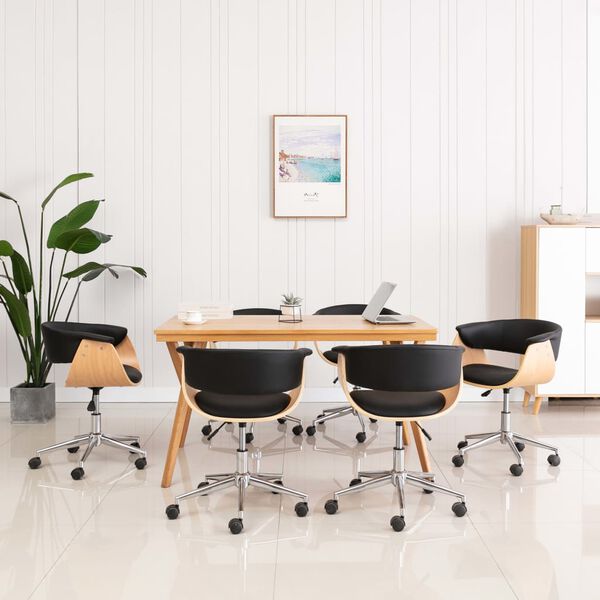 vidaXL drejelige spisebordsstole 6 stk. kunstl&aelig;der sort