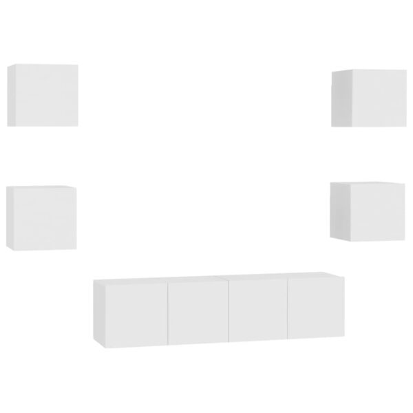 vidaXL tv-skabss&aelig;t 6 dele konstrueret tr&aelig; hvid