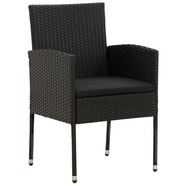 vidaXL spisebordssæt til haven 3 dele polyrattan sort