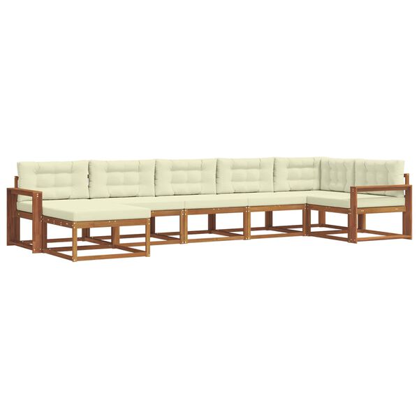 vidaXL Udend&oslash;rs sofagruppe med pude 7 pcs Naturlig og Fl&oslash;de