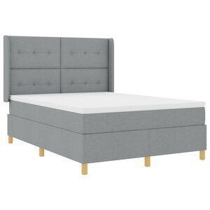 vidaXL Box spring seng med LED-lysstrimler Lysegr&aring; 140 x 190 cm Stof
