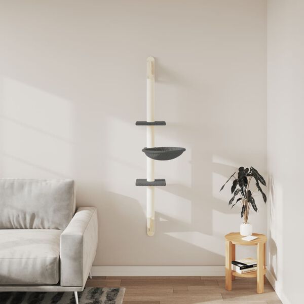 vidaXL v&aelig;gh&aelig;ngt kradsetr&aelig; med kradsestolpe 142,5 cm m&oslash;rkegr&aring;