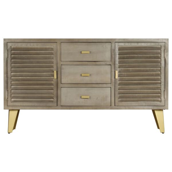 vidaXL skuffeskab massivt mangotr&aelig; med messing 140 x 40 x 80 cm gr&aring;