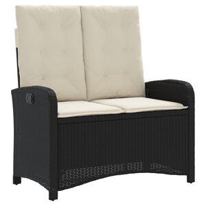 vidaXL haveb&aelig;nk med hynder og l&aelig;nefunktion polyrattan sort