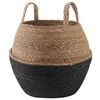 vidaXL Plantekrukke med h&aring;ndtag Sort &Oslash; 32 x 32 cm 100% S&oslash;gr&aelig;s