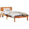 vidaXL Sengestel med hovedg&aelig;rde Voks brun 90 x 190 cm Massiv fyrretr&aelig;