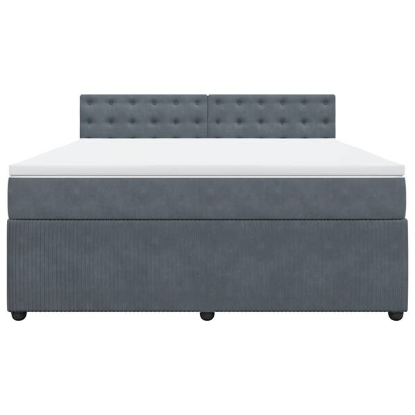 vidaXL kontinentalseng med madras 180x200 cm fl&oslash;jl m&oslash;rkegr&aring;