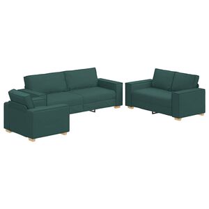 vidaXL Sofa 3 stk. M&oslash;rkegr&oslash;n Linned-blandet stof