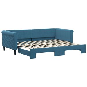 vidaXL daybed med udtr&aelig;k 90x200 cm velour bl&aring;