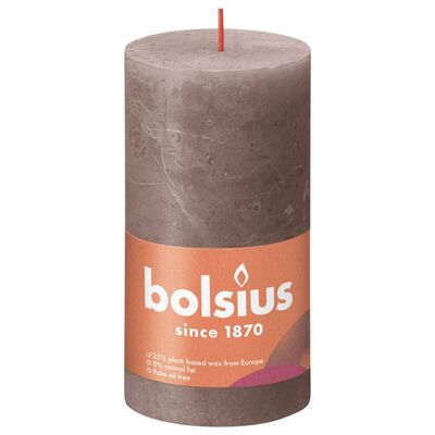 Bolsius rustikt søjlestearinlys Shine 4 stk. 130x68 mm gråbrun