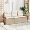 vidaXL Havesofa S&aelig;t med pude med opbevaring 3 pcs Beige Poly rattan