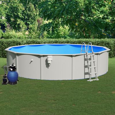 vidaXL swimmingpool med sandfilterpumpe og poolstige 550x120 cm