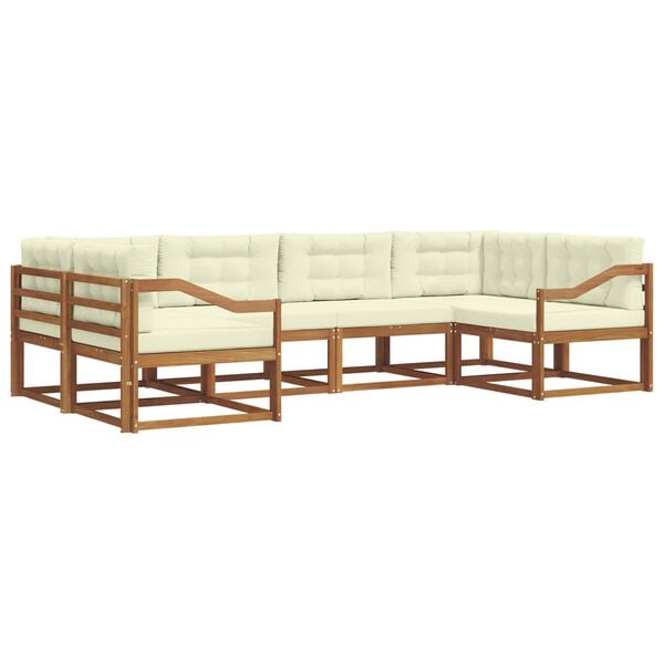 vidaXL Udend&oslash;rs sofagruppe med pude 6 pcs Naturlig og Fl&oslash;de