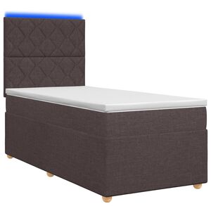 vidaXL Boxmadras med topmadras M&oslash;rk Brun 90 x 190 cm Stof