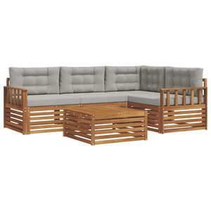 vidaXL Udend&oslash;rs sofagruppe 5 pcs Naturlig og Lys Gr&aring; Massivt Akacietr&aelig;