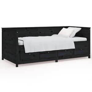 vidaXL daybed 90x190 cm massivt fyrretr&aelig; sort
