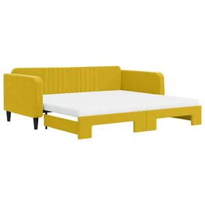 vidaXL daybed med udtr&aelig;k og madras 100x200 cm velour gul