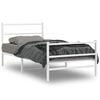 vidaXL sengeramme med sengegavl og fodg&aelig;rde 100x190 cm metal hvid