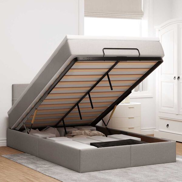 vidaXL osmannisk sengeramme med madras 120x200 cm stof gr&aring;brun