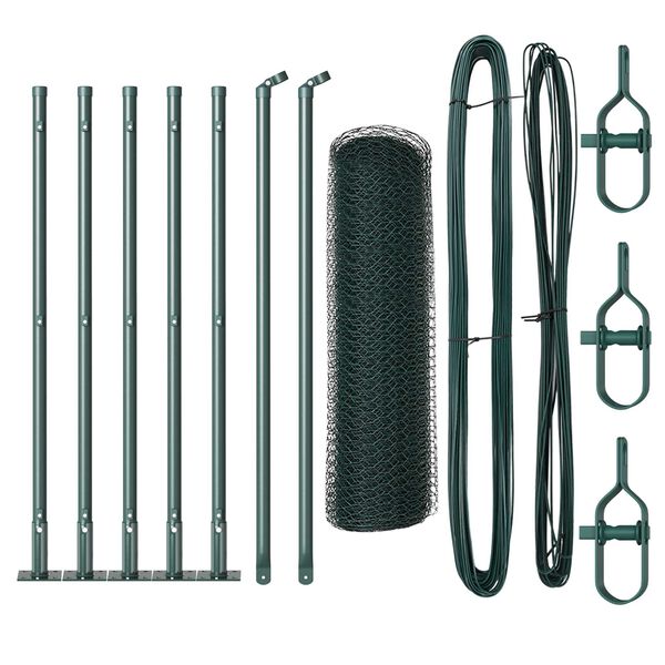vidaXL Hegnspæl Grøn 10 x 0,5 m (25 mm mesh) Stål og PVC