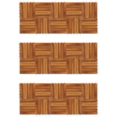 Terrassefliser med lodret mønster i akacietræ, 30 x 30 cm, sæt med 30
