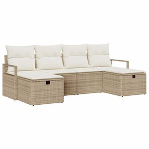 vidaXL Sofa S&aelig;t 6 stk. 6-Antal s&aelig;der Beige og creme polyrattan