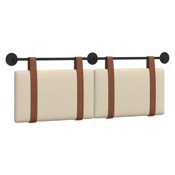 vidaXL H&aelig;ngende Hovedgavl V&aelig;gmonteret Creme 130 x 55 x 5 cm Antik PU