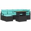 vidaXL Havesofa S&aelig;t 7 stk. Sort og Teal polyrattan