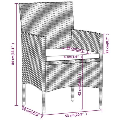 vidaXL spisebordssæt til haven 3 dele med hynder grå og sort