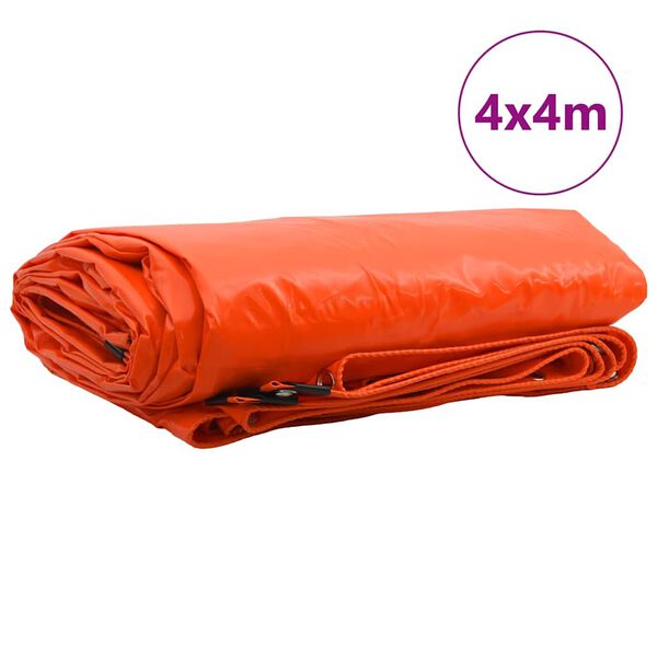 vidaXL Tarpaulin 650g / m² Orange 4 x 4 m Lærred med PVC-belægning