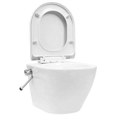 vidaXL væghængt toilet uden kant med bidetfunktion keramik hvid