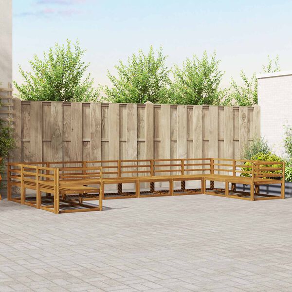 vidaXL Udend&oslash;rs sofagruppe 10 pcs Naturfarvet Massivt Akacietr&aelig;