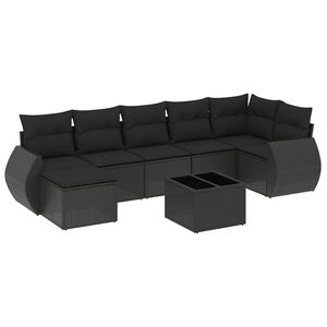 vidaXL sofas&aelig;t til haven 8 dele med hynder polyrattan sort