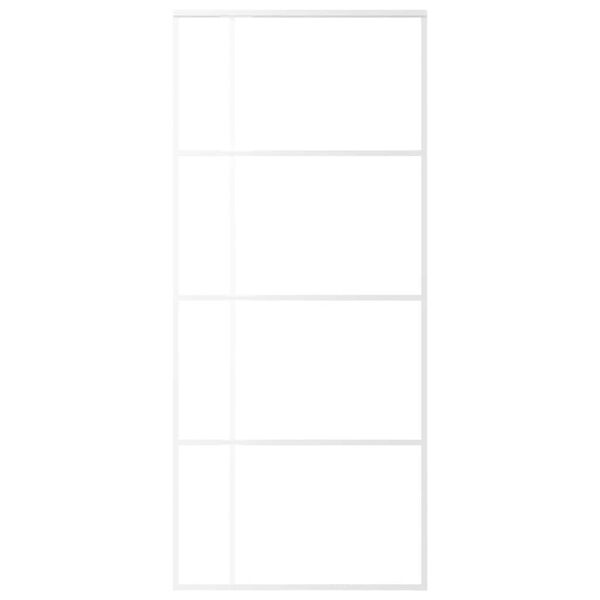 vidaXL skydedør 90x205 cm hærdet glas og aluminium hvid