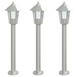 vidaXL udend&oslash;rs standerlamper 3 stk. 80 cm rustfrit st&aring;l s&oslash;lvfarvet