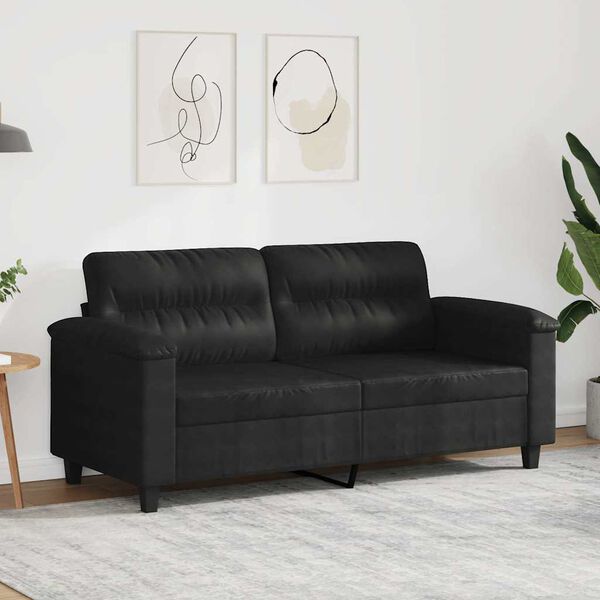 vidaXL 2-personers sofa 140 cm mikrofiberstof sort