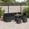 vidaXL Havesofa Sæt 10 pcs Sort polyrattan