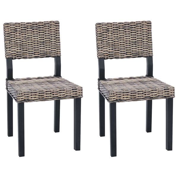 vidaXL Spisestuestol 2 pcs Sorte vask 46 x 55 x 84 cm Kubu rattan