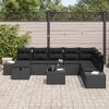vidaXL Havesofa S&aelig;t med pude 9 pcs Sort polyrattan