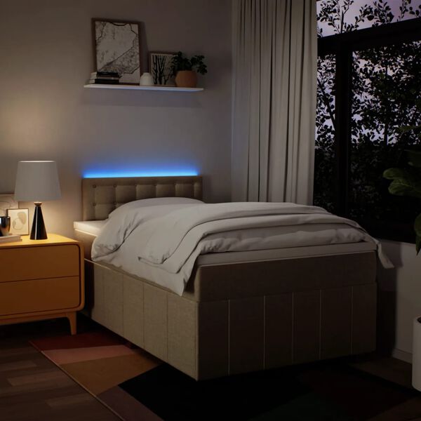 vidaXL kontinentalseng med madras 120x190 cm stof cremefarvet