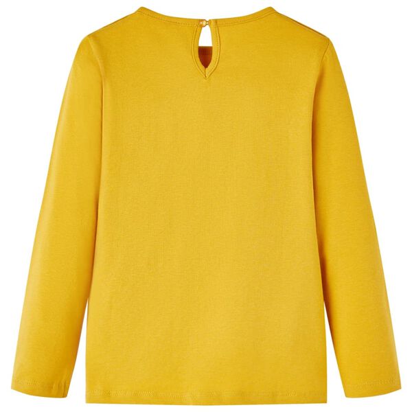 Langærmet T-shirt til børn str. 92 okkergul